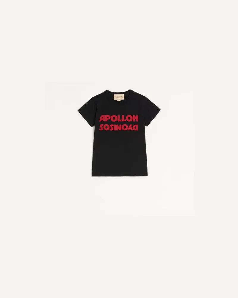 Valentino Garavani T-Shirt aus Baumwolle mit Apollon Dyonisos Print Frau SCHWARZ/ ROT Schwarz