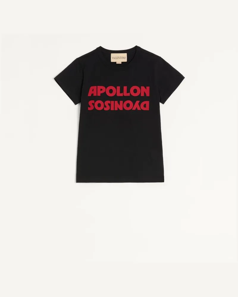 Valentino Garavani T-Shirt Aus Baumwolle Mit Apollon Dyonisos Print - Normale Passform Frau SCHWARZ/ ROT Schwarz