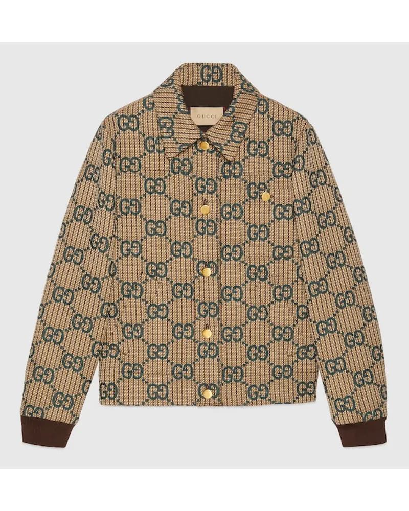 Gucci Bomberjacke Aus GG Wolle Braun