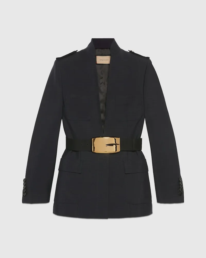 Gucci Blazer aus Weicher Wolle Und Seide, Größe Schwarz
