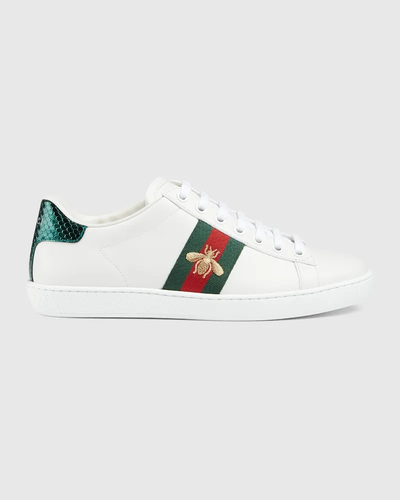 Gucci Ace Damen-Sneaker Mit Stickerei, Größe Weiß