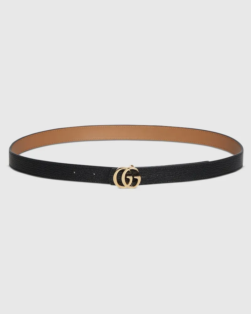 Gucci Schmaler, Wendbarer GG Marmont Gürtel, Größe 95 Schwarz
