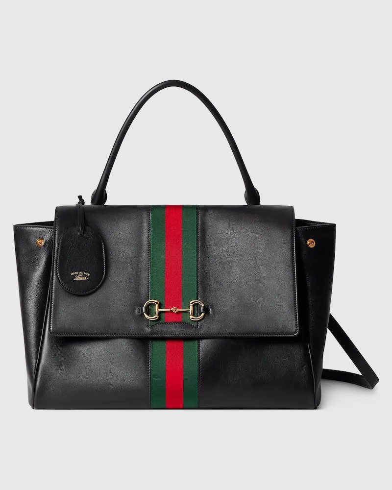 Gucci Große Paparazzo Henkeltasche Schwarz