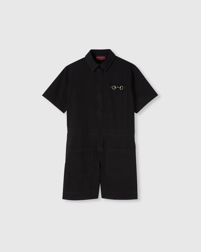 Gucci Overall aus Denim Mit Horsebit, Größe Schwarz