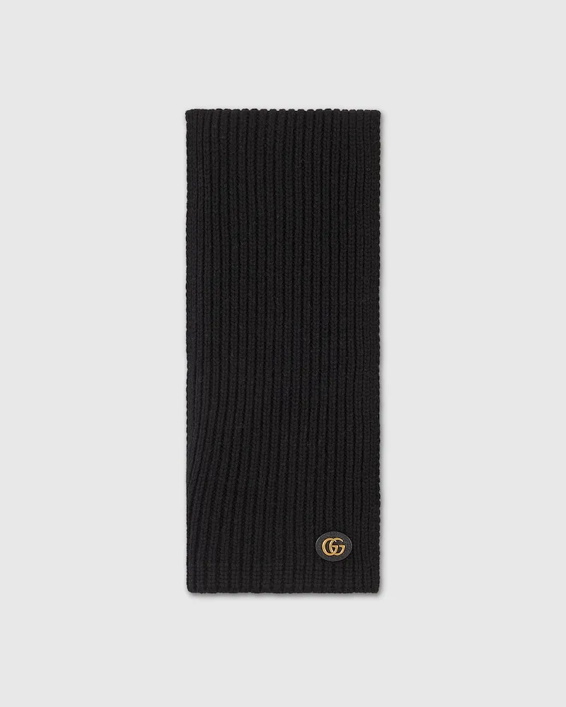 Gucci Écharpe En Laine Et Cachemire Avec Double G Noir