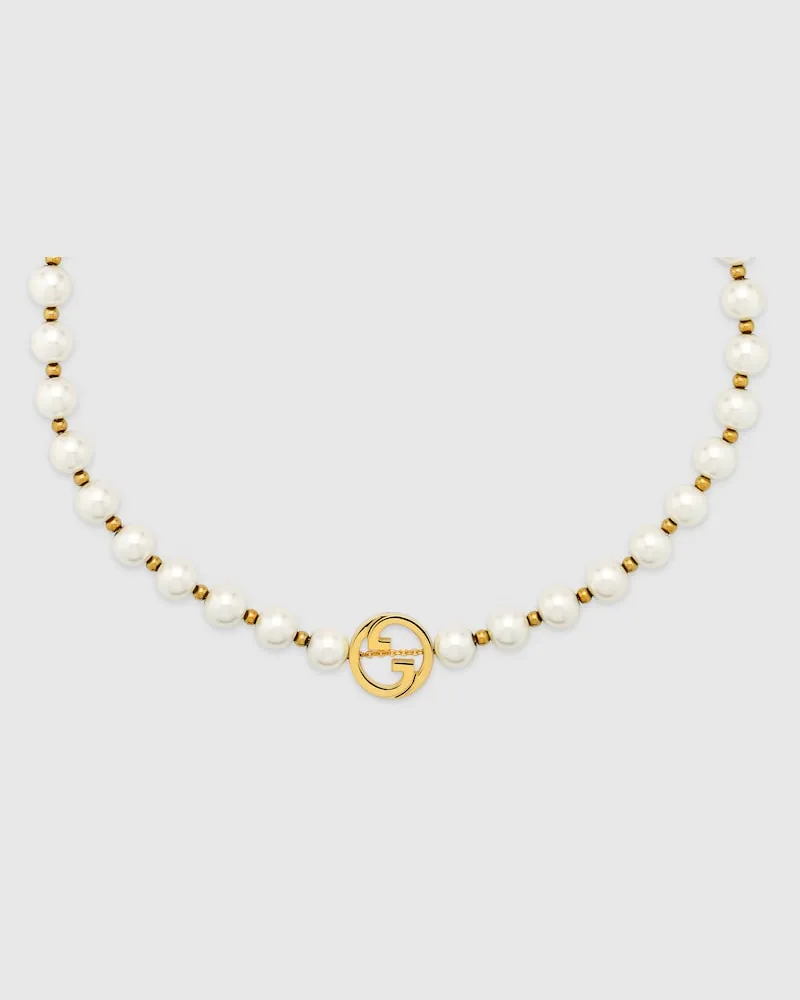 Gucci Interlocking Halskette mit Perlen Undefined