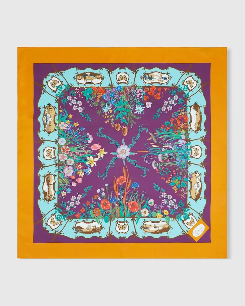 Gucci Vierecktuch aus Seidentwill Mit Print Violett