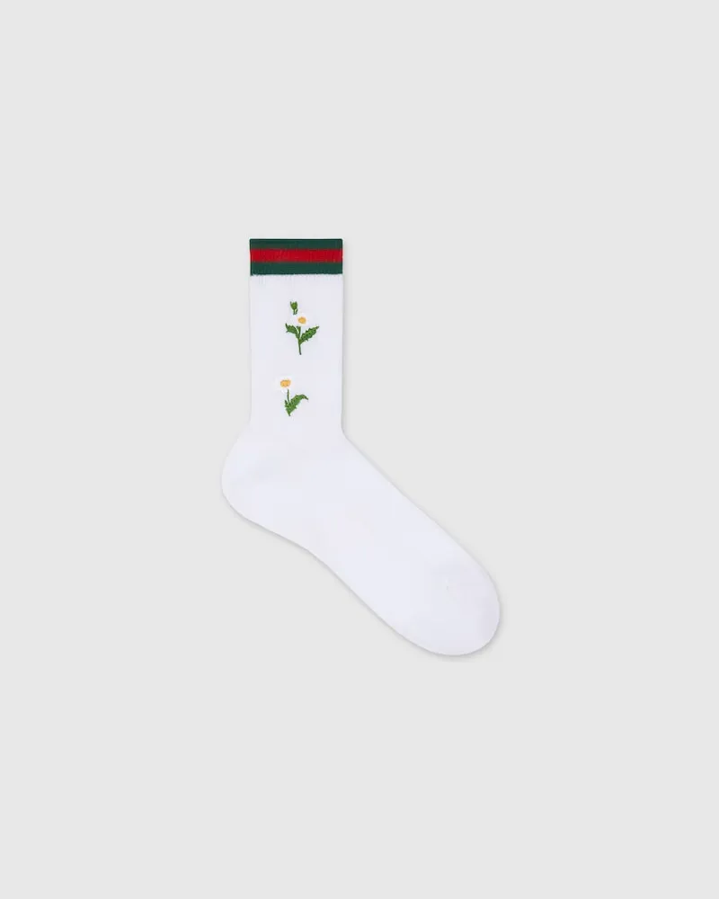 Gucci Socken aus Baumwollmischung Mit Stickerei, Größe Weiß