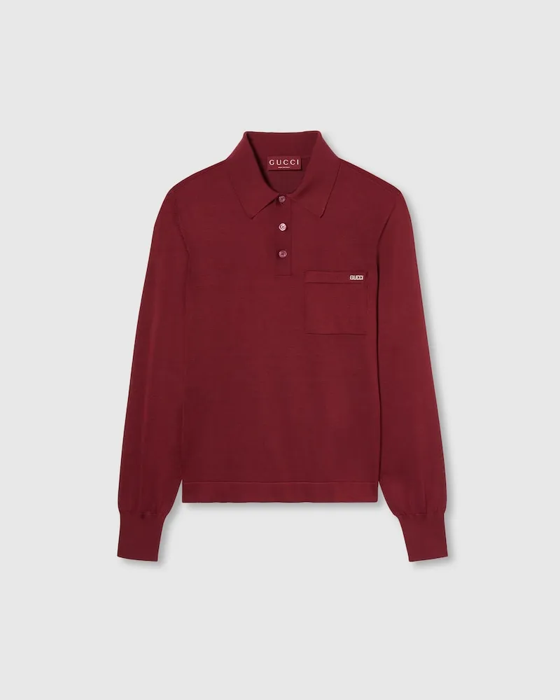 Gucci Poloshirt aus Feiner Seide, Größe Bordeauxrot