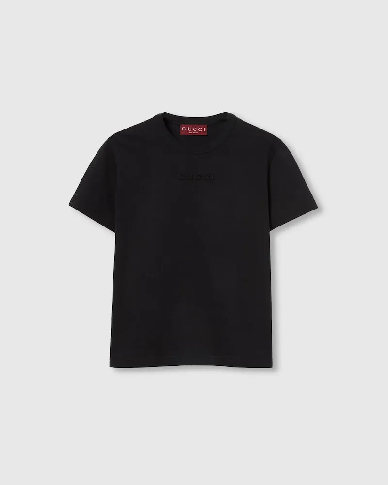 Gucci T-Shirt aus Baumwolljersey Mit Stickerei, Größe Schwarz