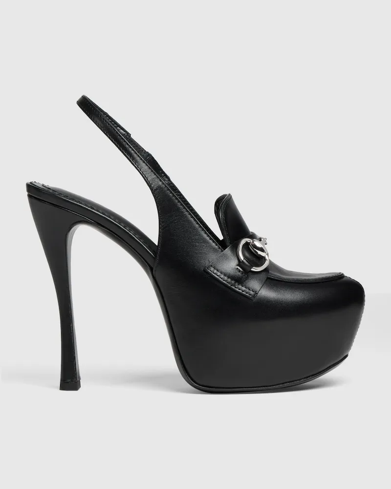 Gucci Damensandale mit Plateausohle Und Horsebit Schwarz