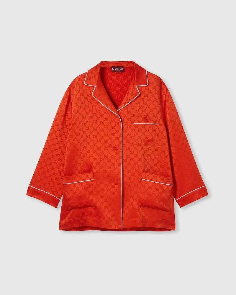 Gucci Bluse aus GG Satin, Größe Orange