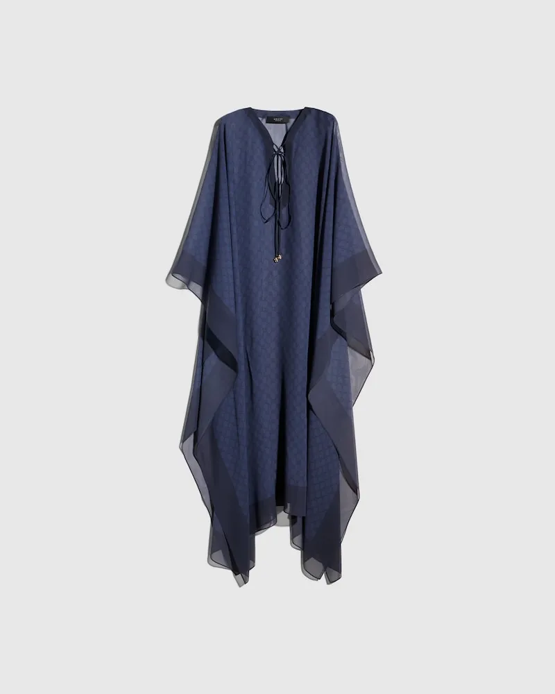 Gucci Umhangkleid aus GG Seidengeorgette Blau