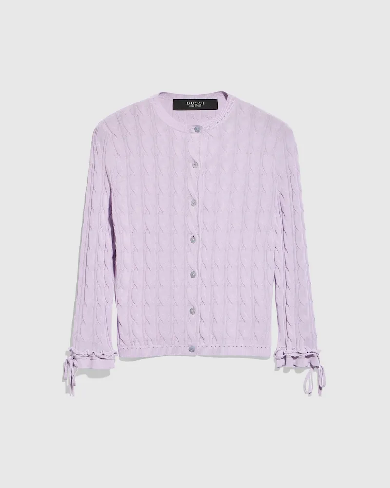 Gucci Cardigan aus Geflochtenem Baumwollgemisch, Größe Pink