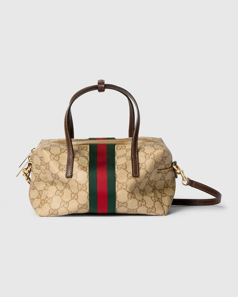 Gucci Mini Boston-Tasche mit Web Beige