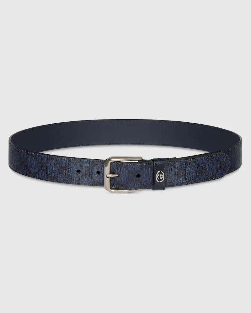 Gucci Gürtel Mit GG Detail, Größe 95 Blau