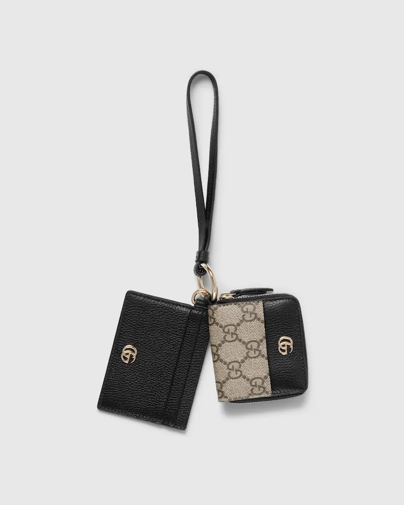 Gucci Zweifarbige GG Marmont Brieftasche Mit Rundum-RV Schwarz