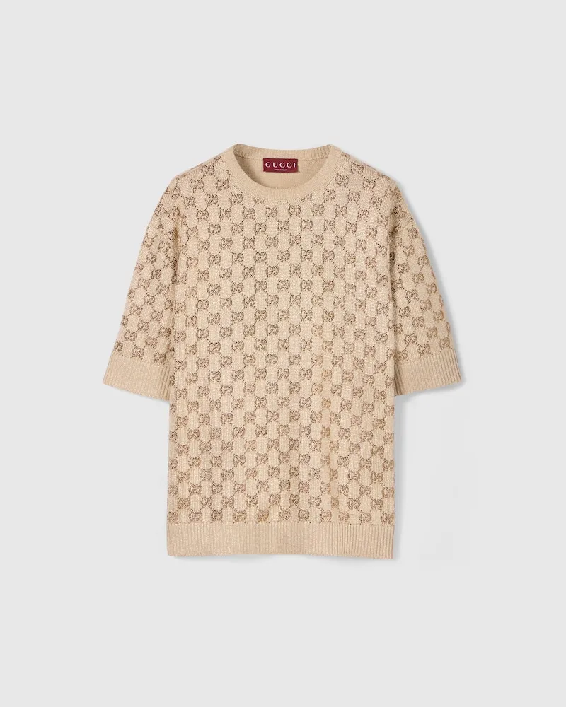 Gucci Pullover aus Wolle Und Kaschmir Mit Kristallen, Größe Beige