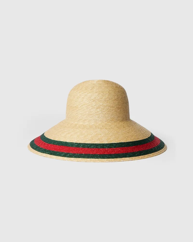 Gucci Gewebter Hut mit Web, Größe Grün