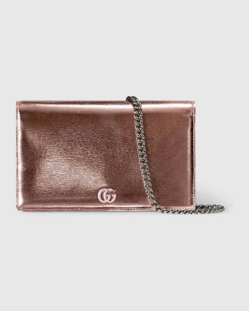 Gucci Portefeuille Sur Chaîne Bicolore GG Marmont Or