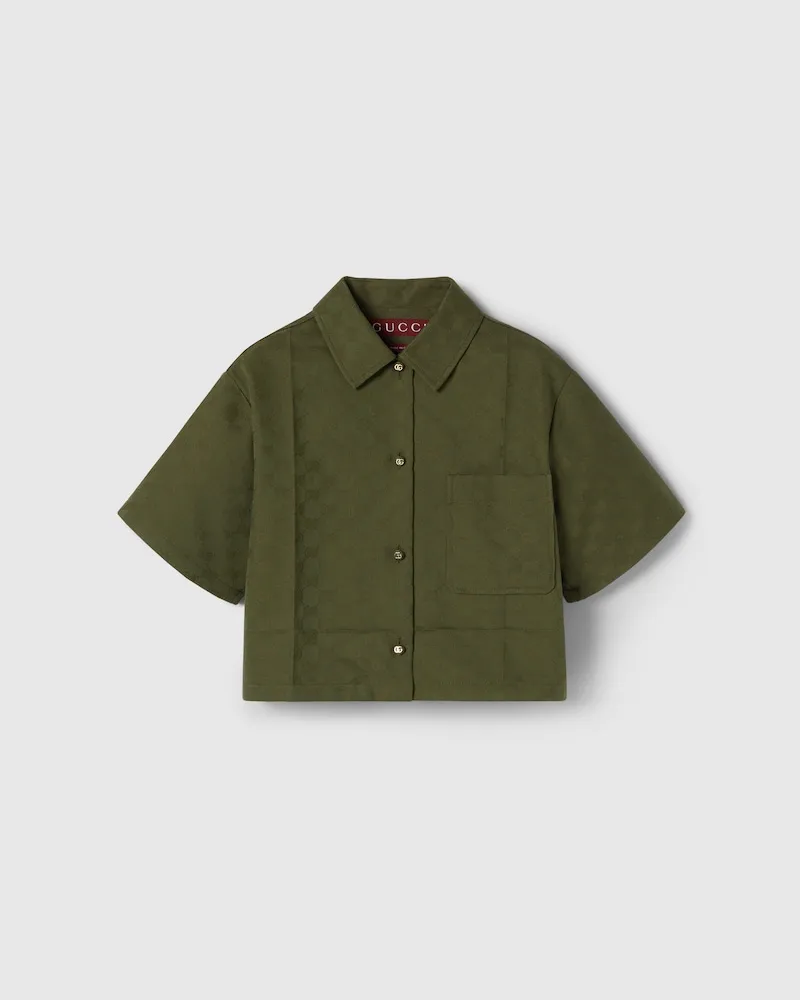 Gucci Bluse aus GG Baumwollgabardine, Größe Grün