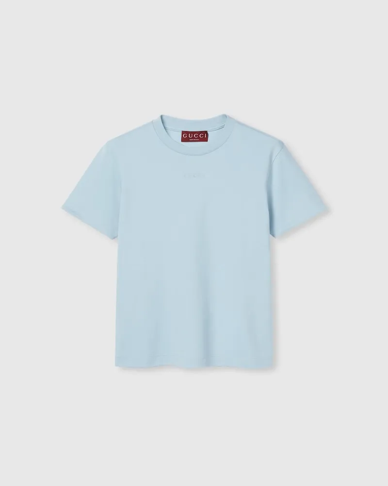 Gucci T-Shirt aus Weichem Baumwolljersey, Größe Blau