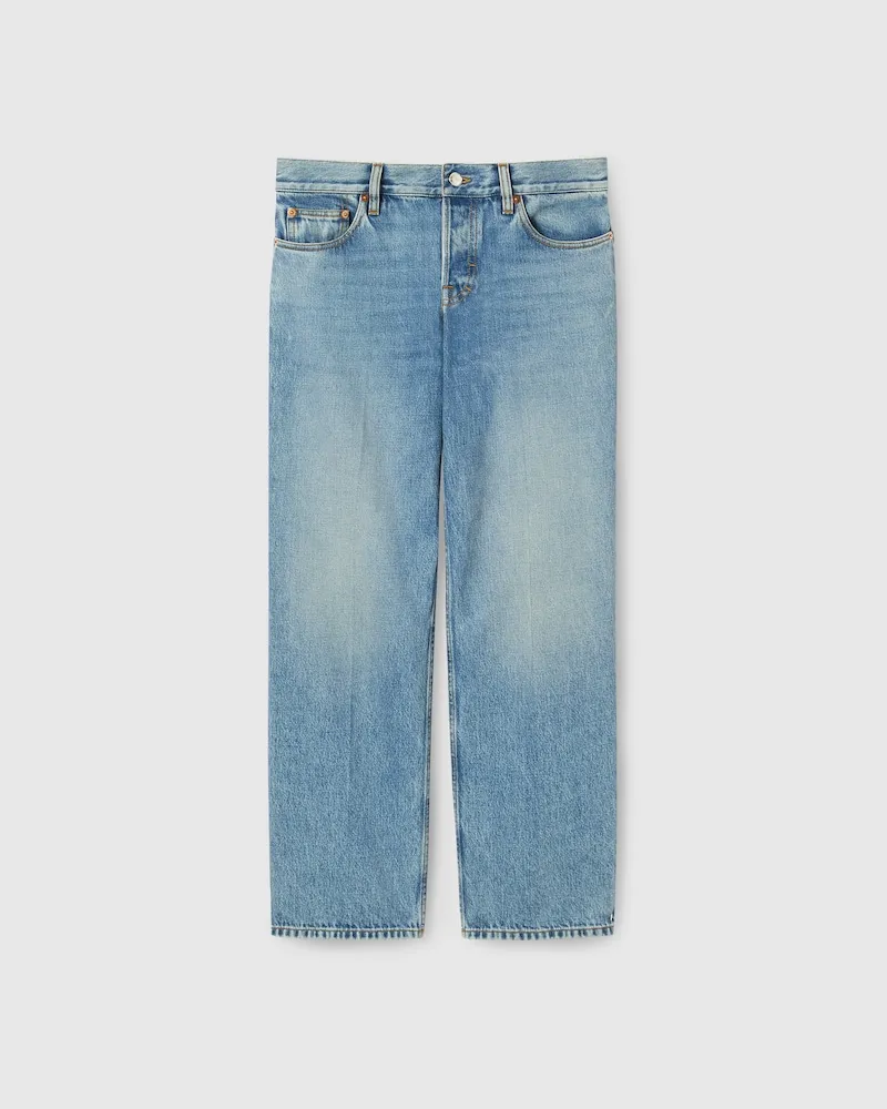 Gucci Hose aus Denim Mit Gerader Passform, Größe Blau