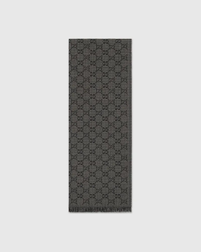 Gucci Stola aus GG Woll- Und Seidenjacquard Schwarz