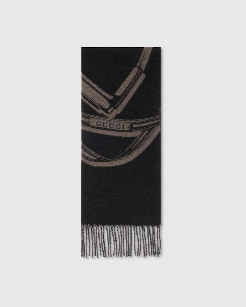 Gucci Horsebit Woll-Kaschmir-Schal Schwarz