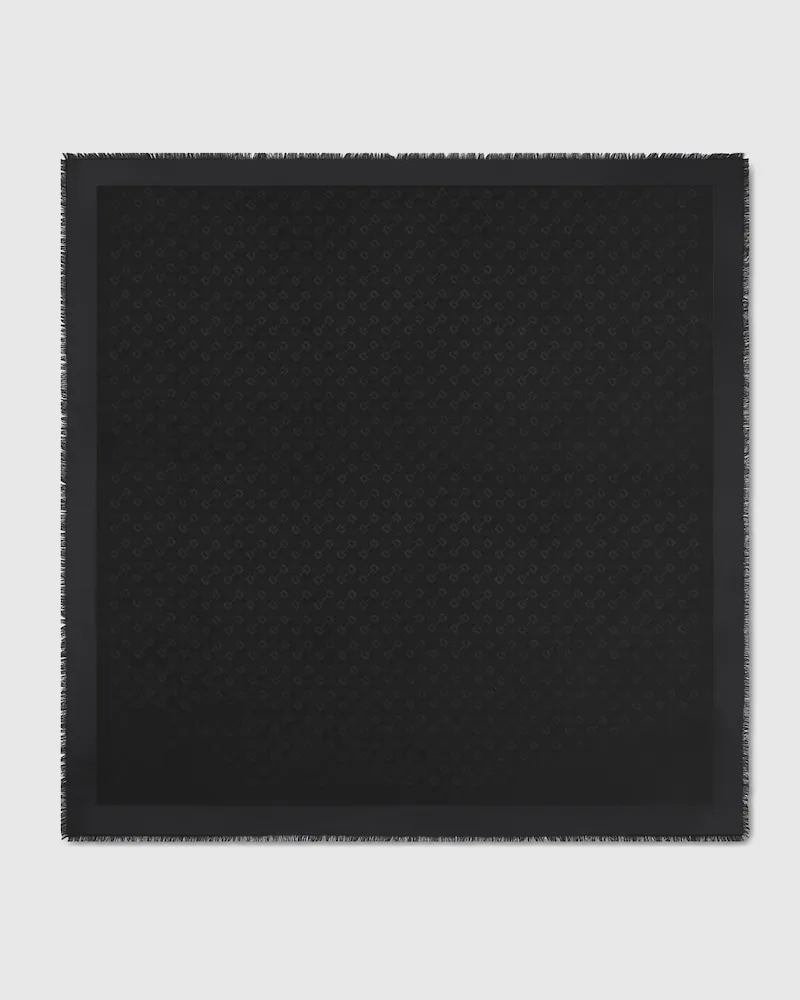 Gucci Châle En Jacquard De Laine Et Soie GG Noir
