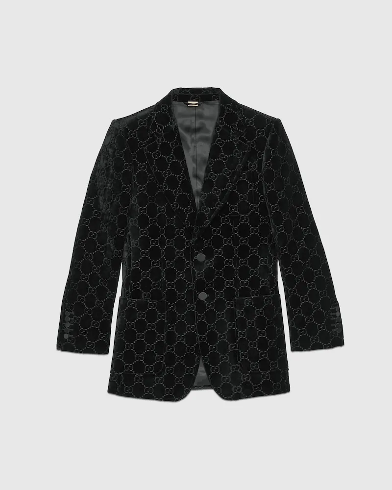 Gucci Jackett aus GG Samt, Größe Schwarz