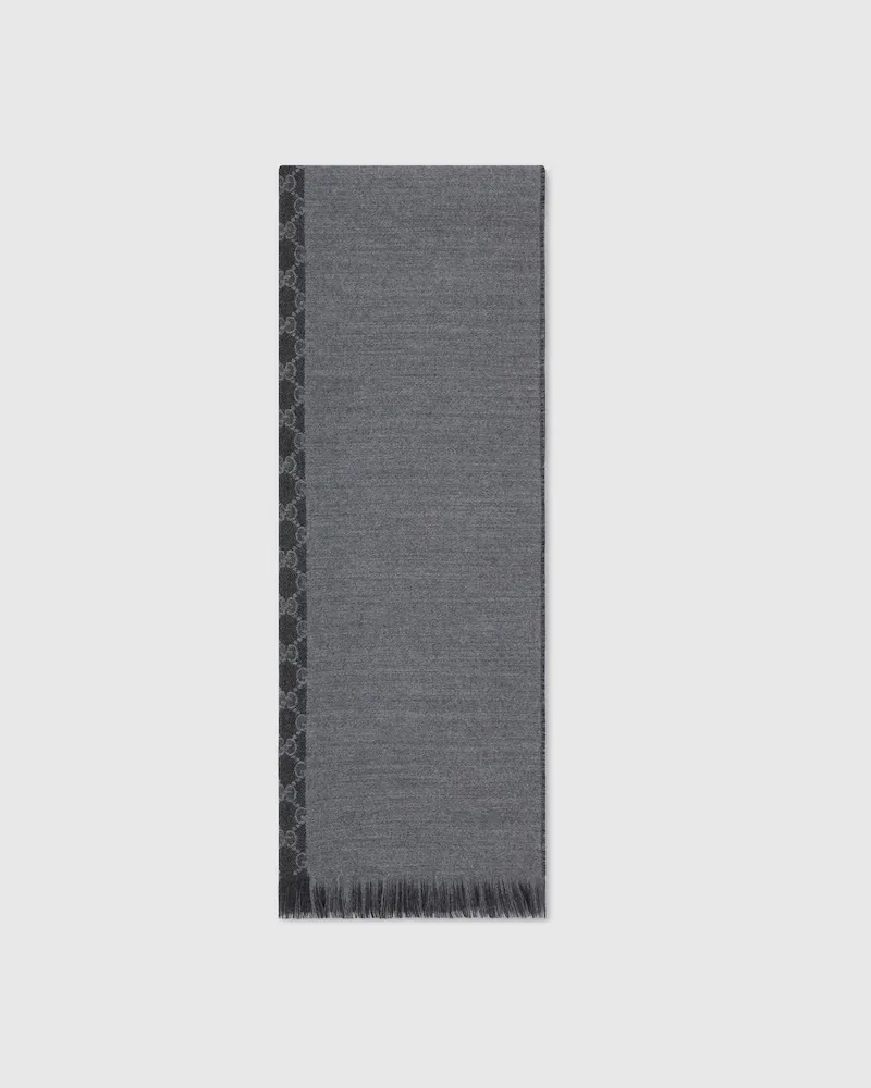 Gucci Écharpe En Jacquard De Laine GG Gris