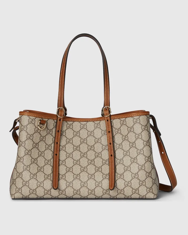 Gucci Mittelgroßer GG Emblem Shopper Beige