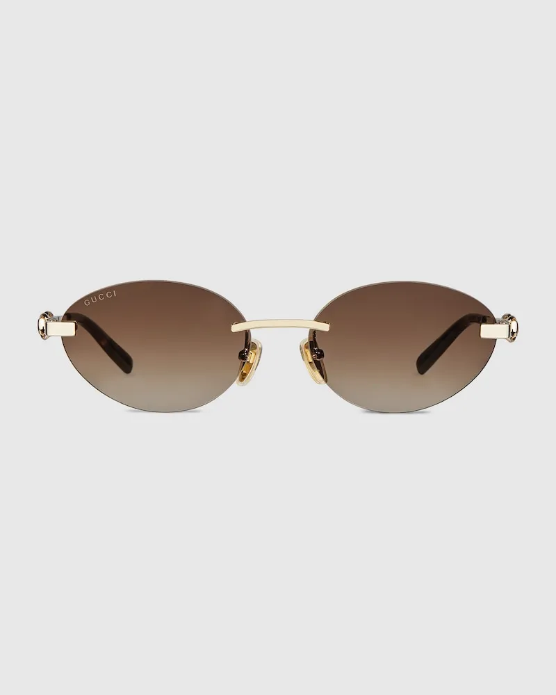 Gucci Rahmenlose Ovale Sonnenbrille Gold