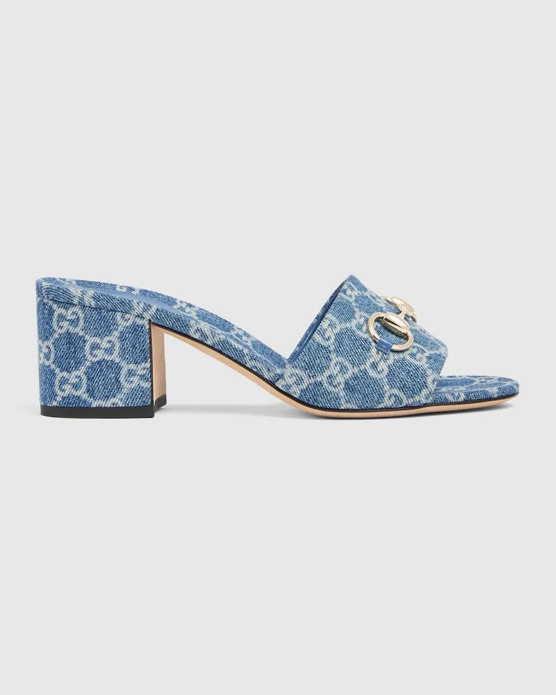 Gucci Damenpantolette Mit Horsebit, Größe Blau
