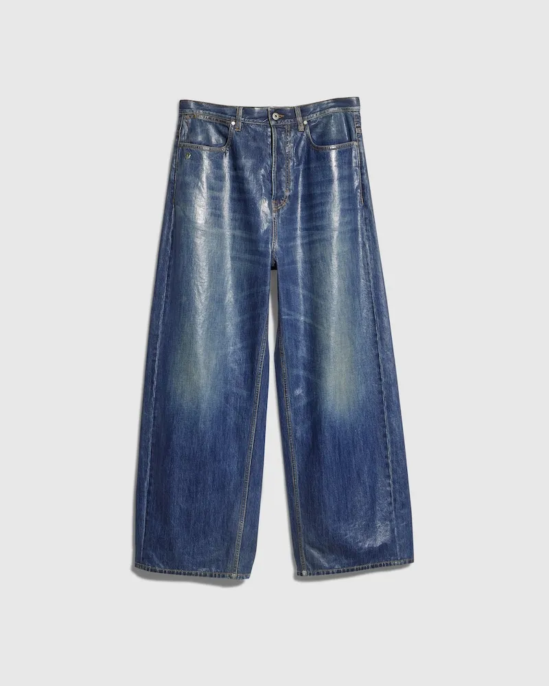 Gucci Hose aus Baumwoll-Denim mit Beschichtung Blau
