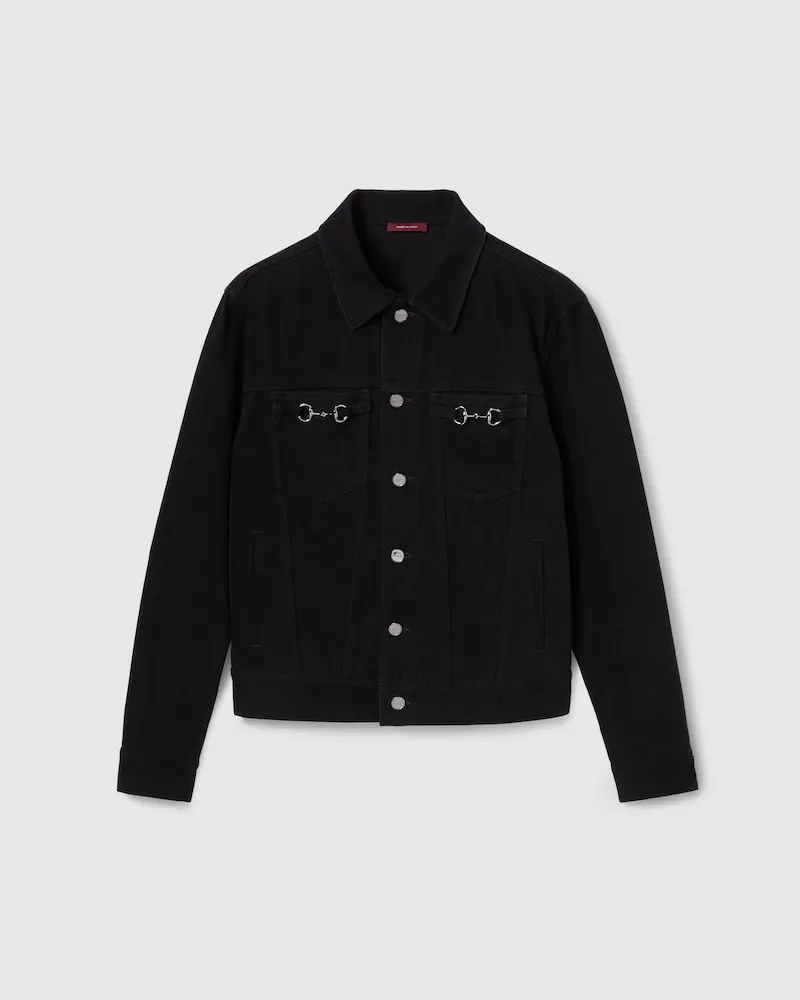 Gucci Jacke aus Baumwolldenim Mit Horsebit, Größe Schwarz