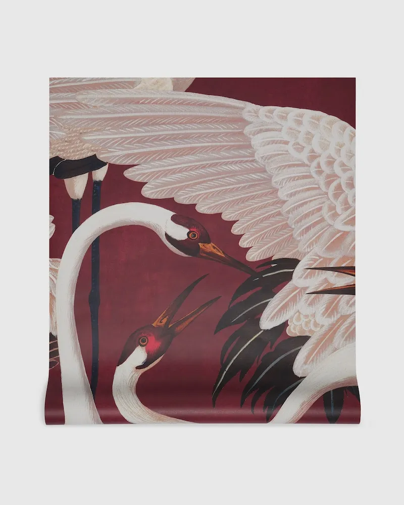 Gucci Tapete Mit Reiher-Print Bordeauxrot