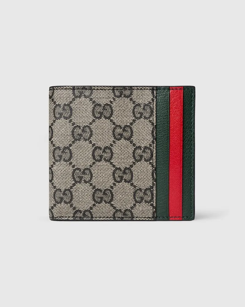 Gucci Faltbrieftasche mit Web-Kartenfächern Beige