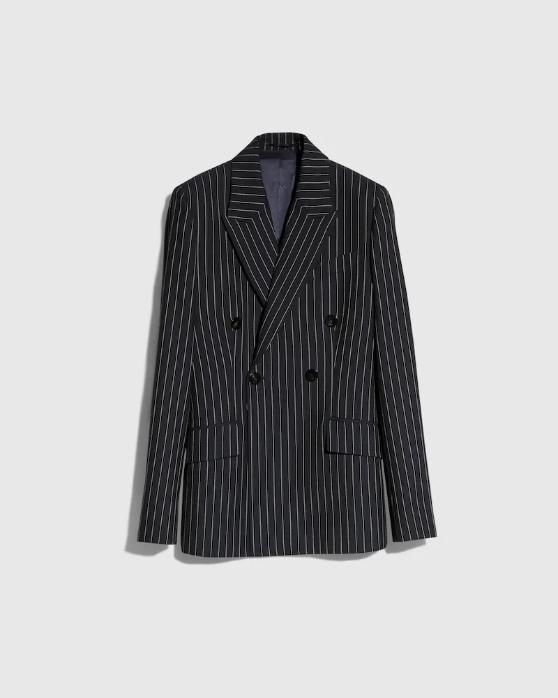 Gucci Jackett aus Seide Und Wolle mit Nadelstreifen Blau
