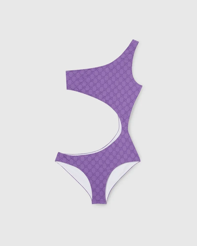 Gucci Badeanzug aus GG Stretch-Jersey Mit Print, Größe Violett