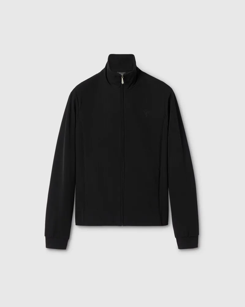 Gucci Jacke aus Stretch-Nylongabardine Mit Reißverschluss, Größe Schwarz