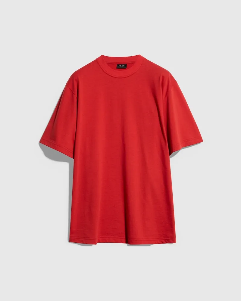 Gucci T-Shirt aus Baumwoll- Und Seidenjersey, Größe Rot