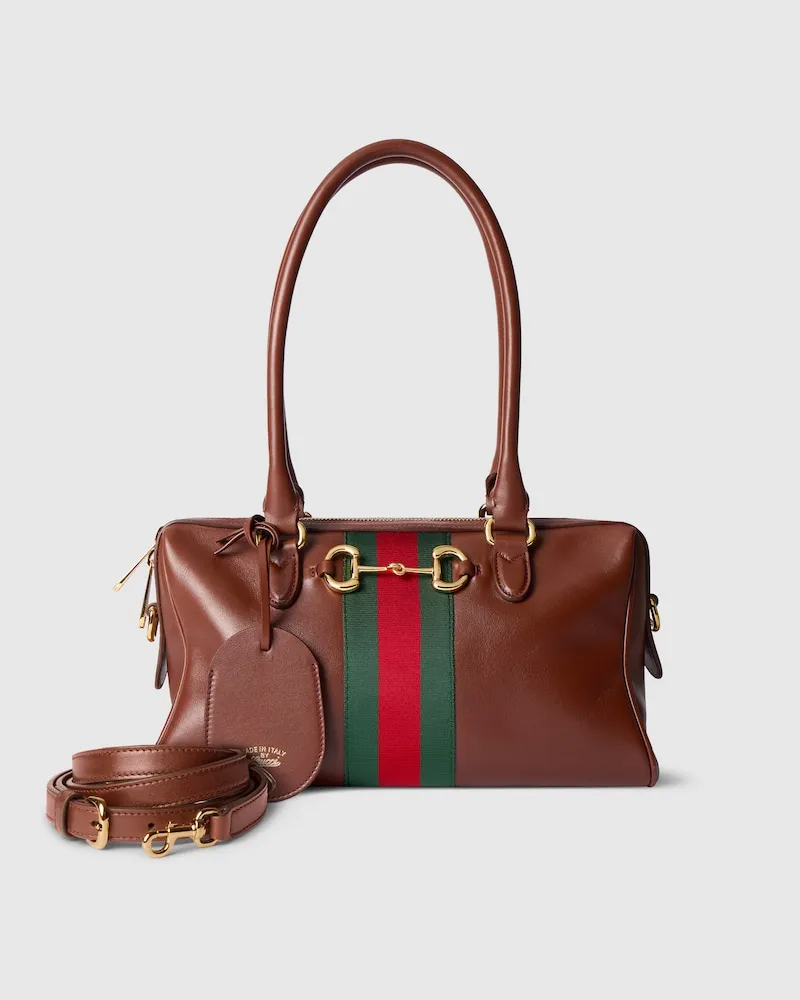Gucci Mittelgroße Borsetto Boston Bag Braun