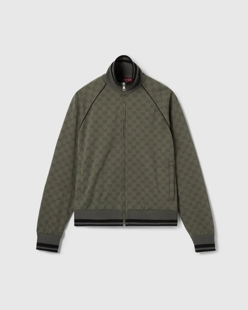 Gucci Jacke aus GG Jerseyjacquard Mit Reißverschluss, Größe Grün