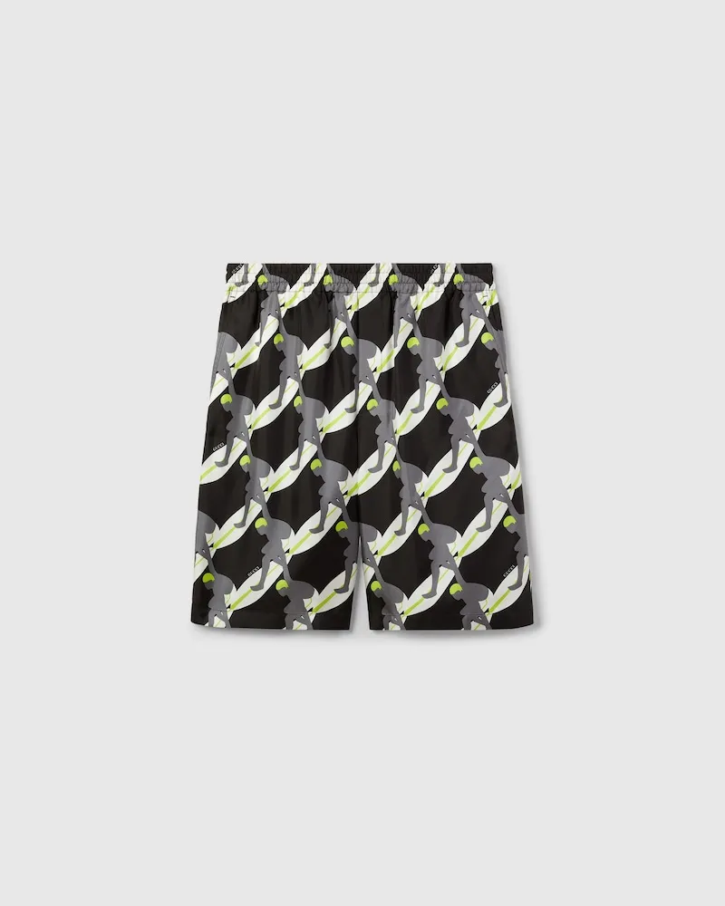 Gucci Shorts Aus Seidentwill Mit Print Schwarz