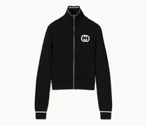 Gerippte Jacke Mit Reißverschluss Und Intarsie, Größe