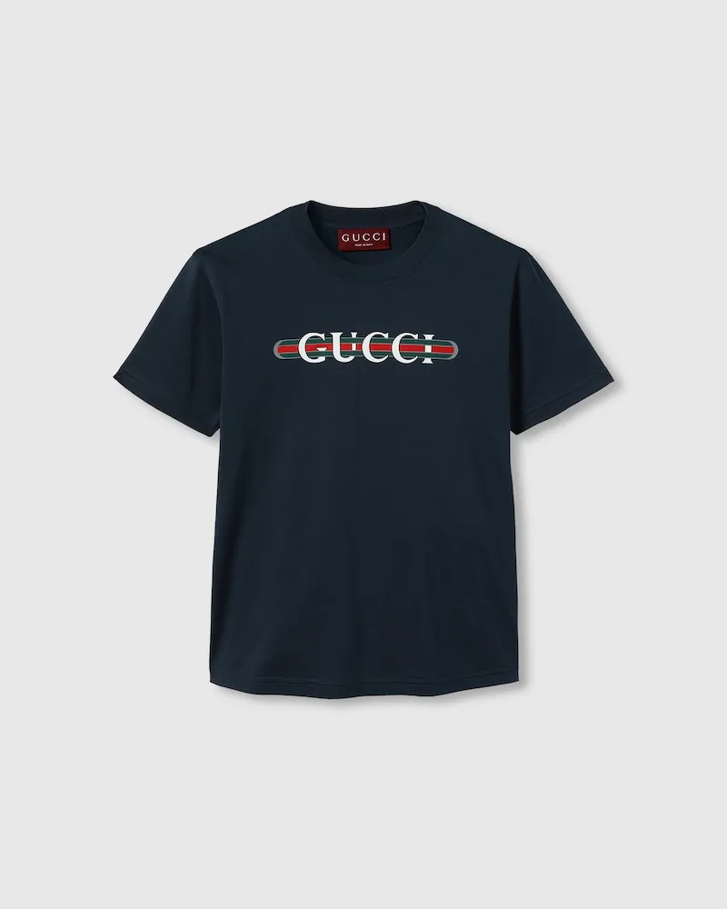 Gucci T-Shirt aus Baumwolljersey Mit Print, Größe Blau