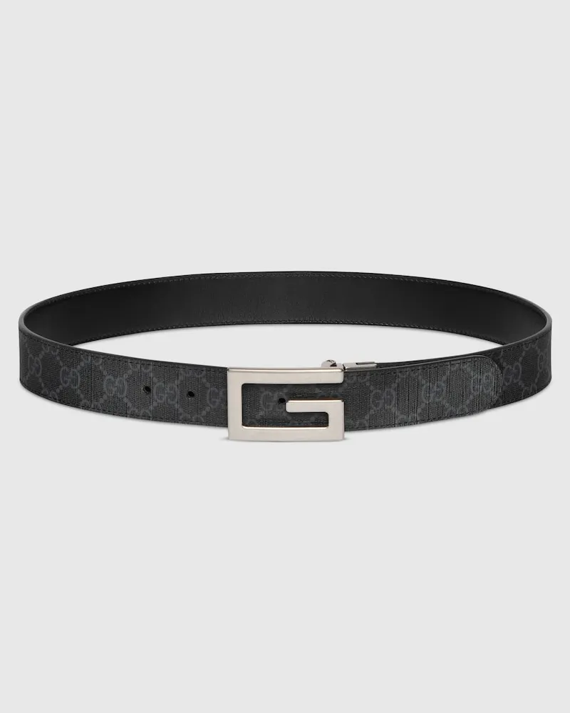 Gucci Wendbarer Gürtel Mit Square G Schnalle, Größe 95 Schwarz