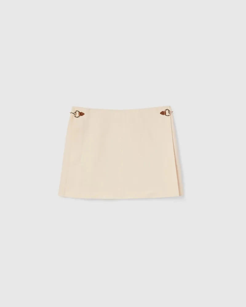Gucci Kurzer Rock aus Leinencanvas, Größe Nude